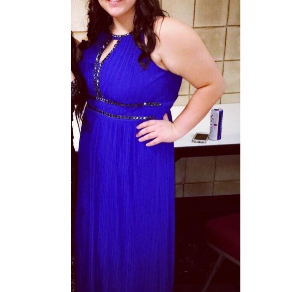 Blue Keyhole Sangria Ball Gown